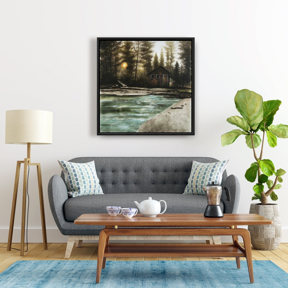 Cabane en forêt | Toile encadrée rustique pour décoration de caverne d'homme