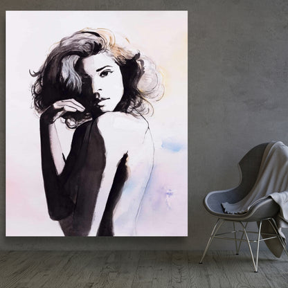 Purple Bedroom Figurative Canvas - Almost Nude Home Decor