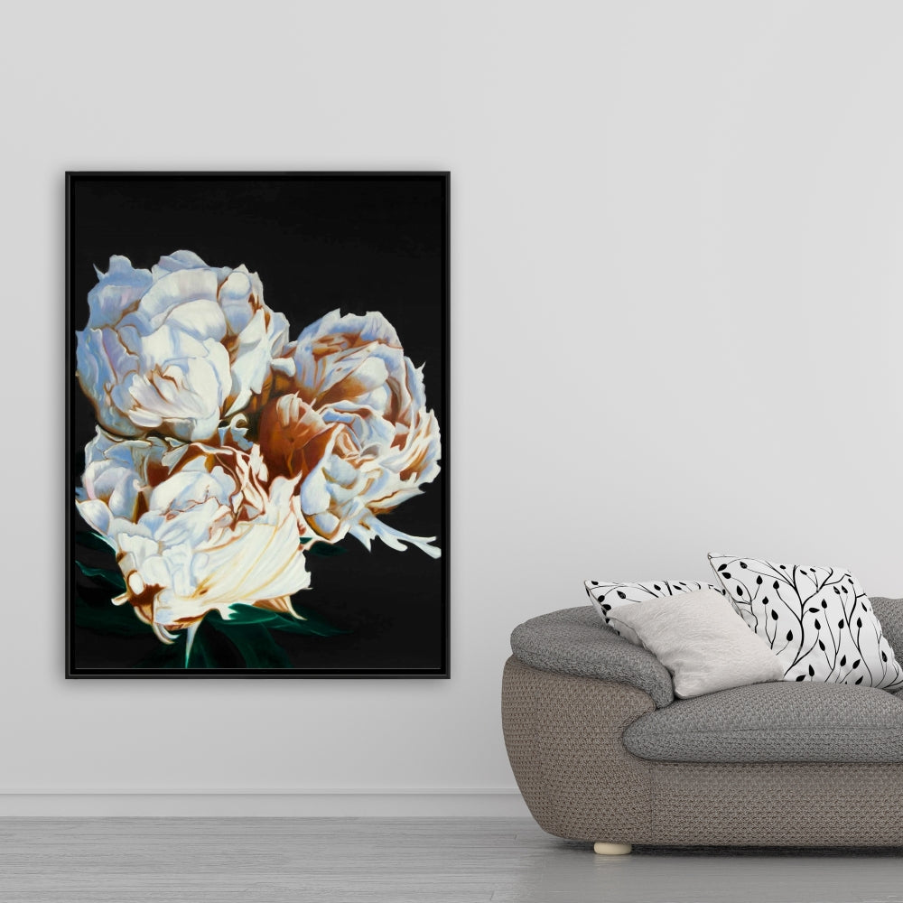 Blooming Peonies Framed Canvas | Floral Bedroom Home Decor