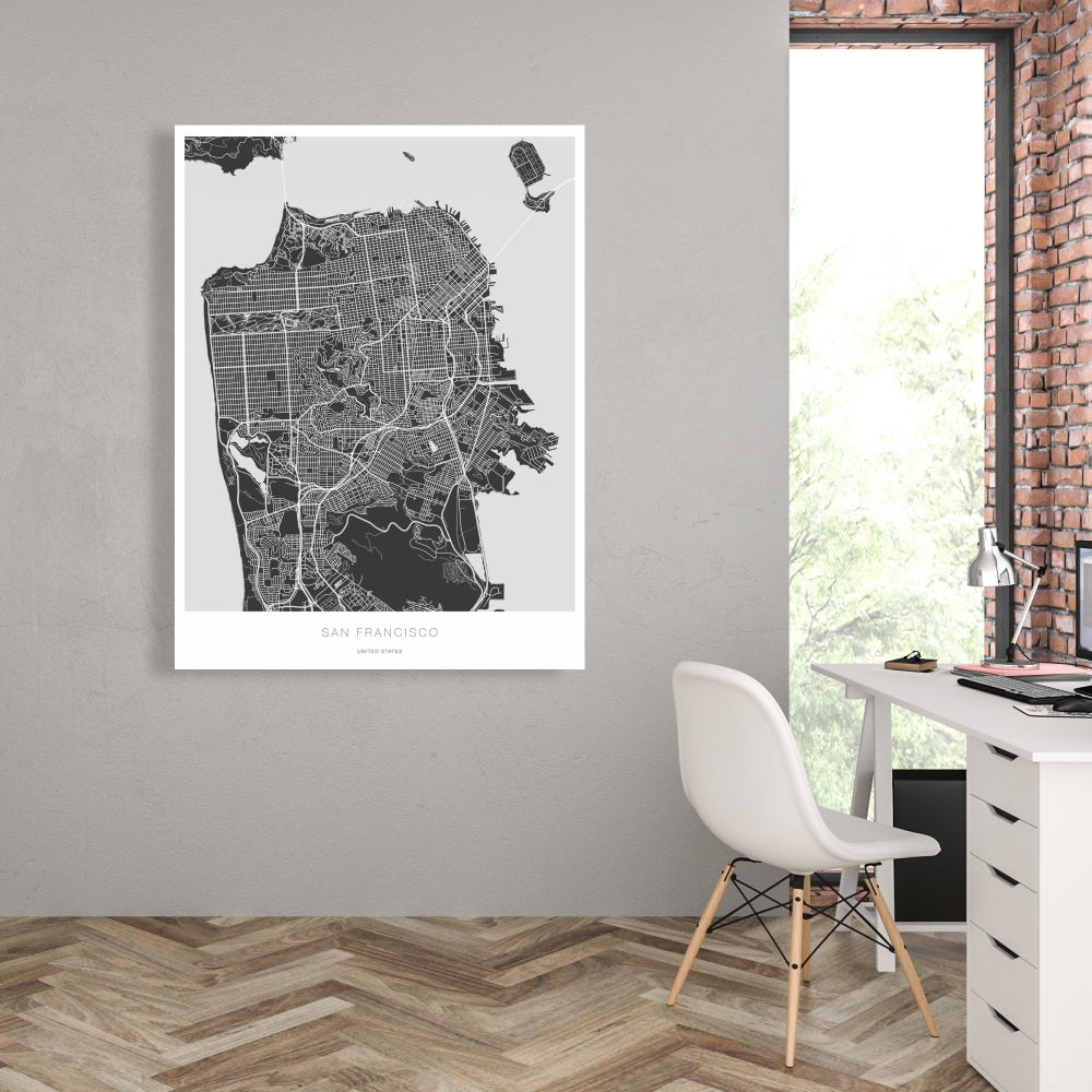 Gray Industrial Shapes Canvas | San Francisco Map Decor