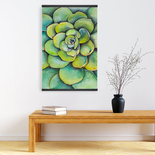 Watercolor Succulent Plant Canvas | Cactus Green Bedroom Decor