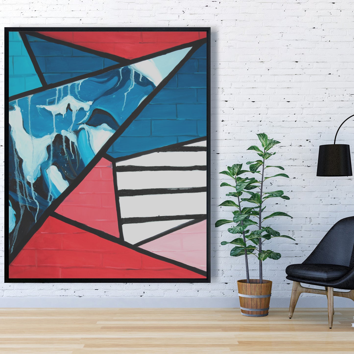 Diagonal Unity | Décoration sur toile encadrée style industriel abstrait