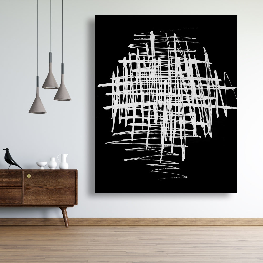 Minimalist White Abstract Canvas - Contrast | Home Decor Art