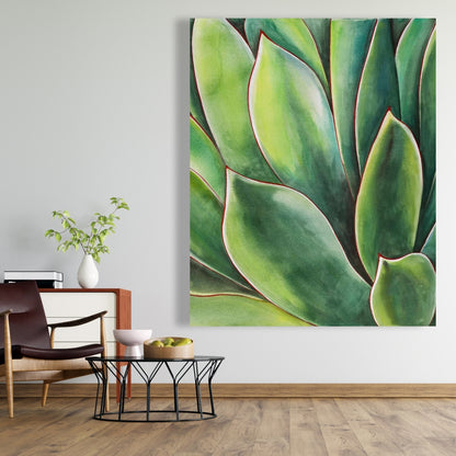Watercolor Agave Plant Canvas | Exotic Botanical Bedroom Decor