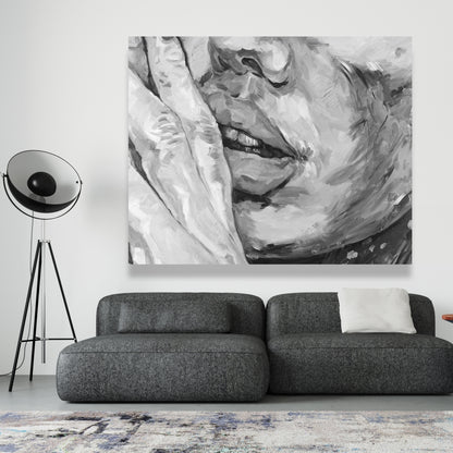 Luscious Lips Monochrome Canvas | Women's Bedroom Wall Art