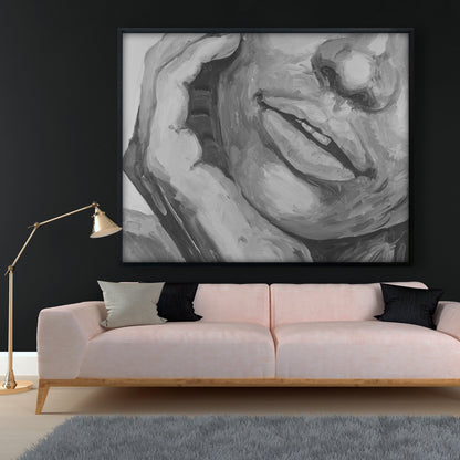 Toile encadrée grise « Lèvres irrésistibles » – Décoration de chambre