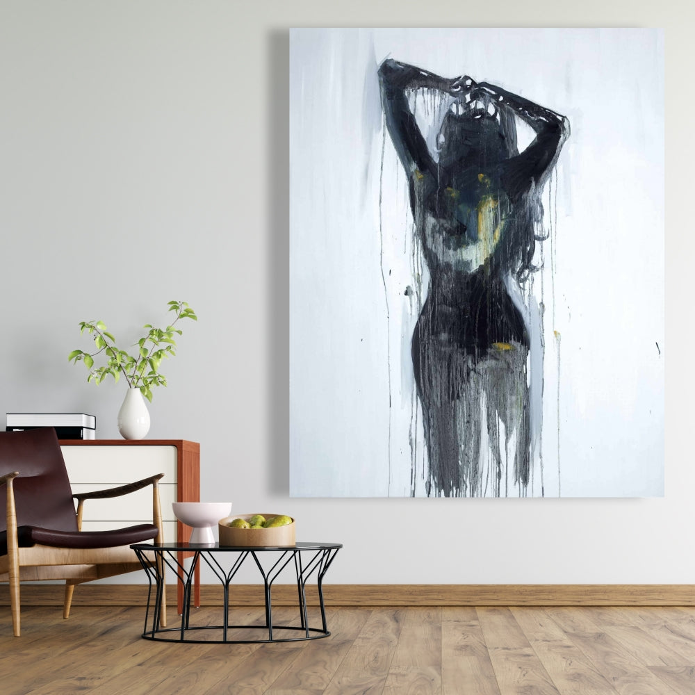 Toile Silhouette féminine | Décoration de chambre figurative noire