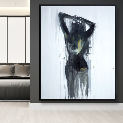Female Silhouette Black Canvas | Home Decor Framed Art