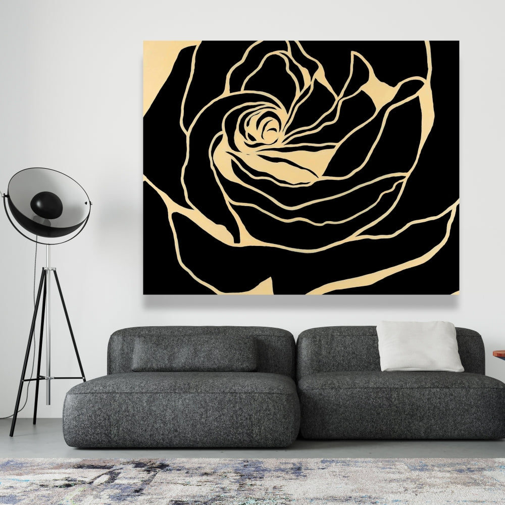 Silhouette of a Rose | Black Floral Canvas for Bedroom Decor