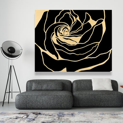 Silhouette of a Rose | Black Floral Canvas for Bedroom Decor