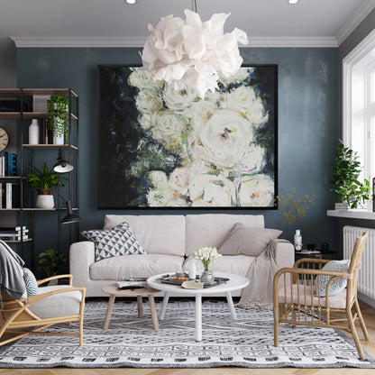 Toile botanique contemporaine « Roses de jardin » | Décoration de chambre