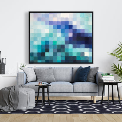 Modern Abstract Pixelized Landscape Framed Canvas | Home Decor