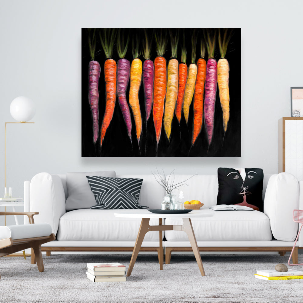 Carrot Varieties Rustic Canvas - Purple Kitchen Wall Decor