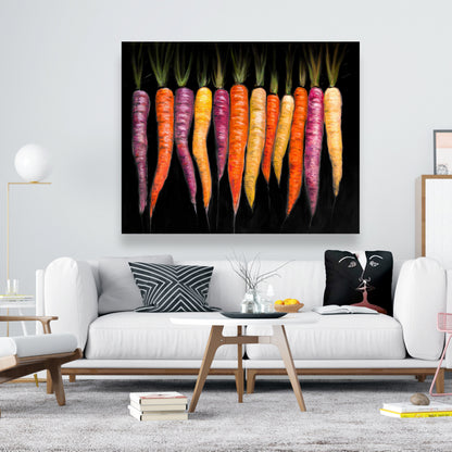 Carrot Varieties Rustic Canvas - Purple Kitchen Wall Decor