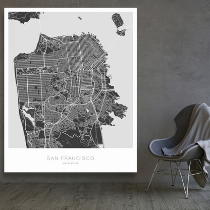 Gray Industrial Shapes Canvas | San Francisco Map Decor