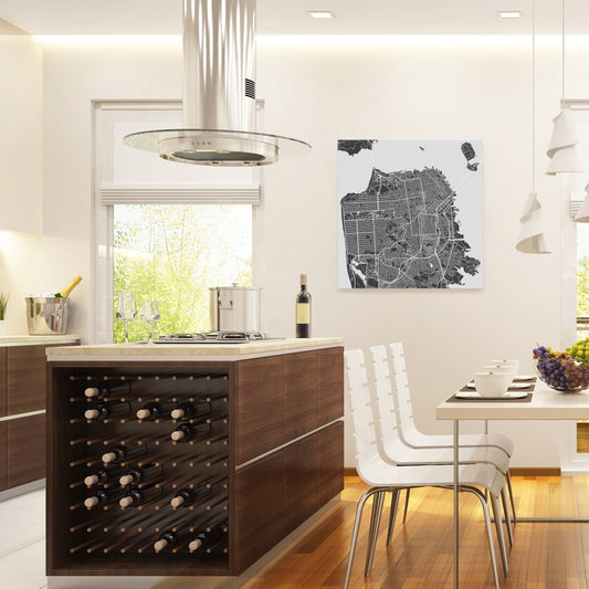 Gray Industrial Shapes Canvas | San Francisco Map Decor