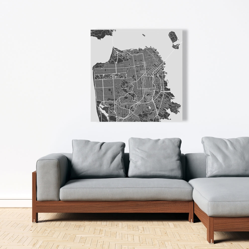 Gray Industrial Shapes Canvas | San Francisco Map Decor