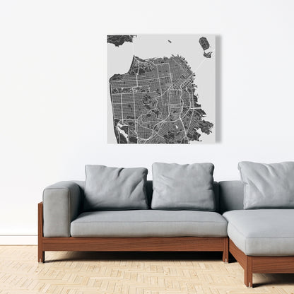 Gray Industrial Shapes Canvas | San Francisco Map Decor