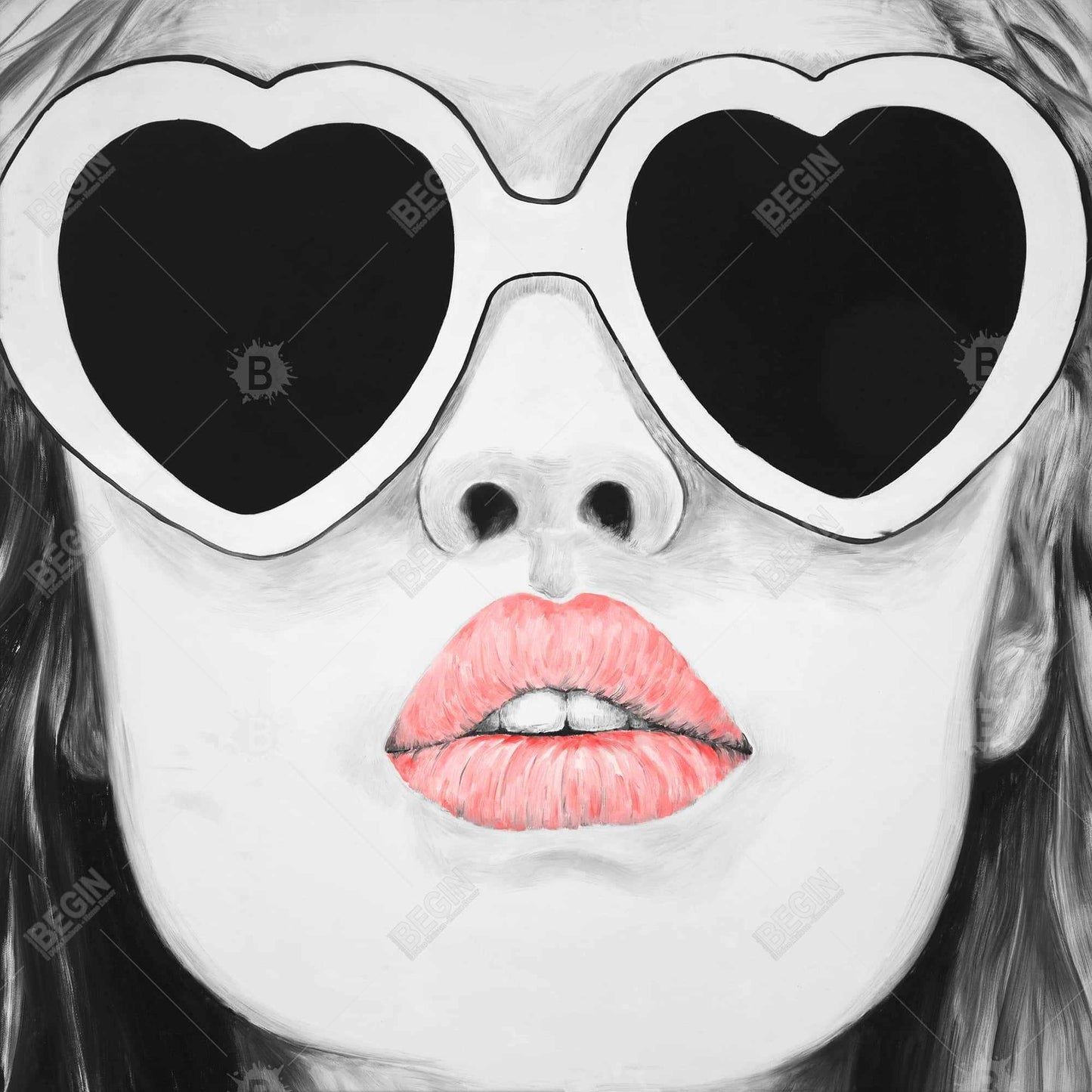 Miss Trend Figurative Gray Framed Canvas | Home Decor Art