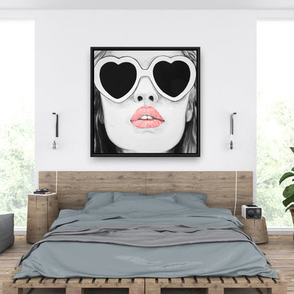 Miss Trend Figurative Gray Framed Canvas | Home Decor Art