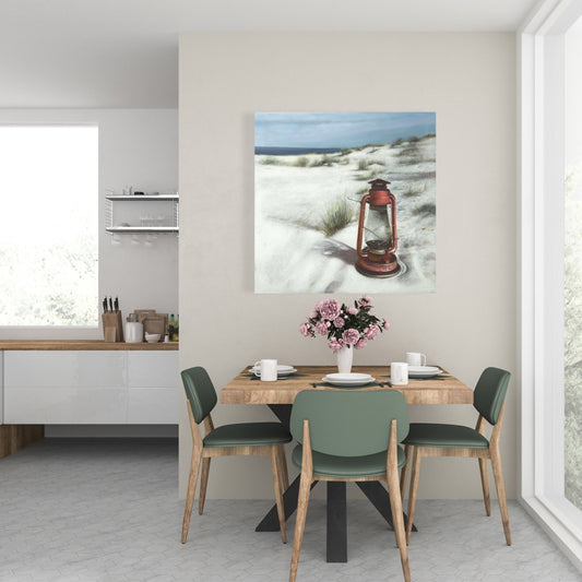Toile Lanterne sur la plage | Décoration de salle de bain marine