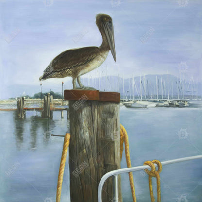 Pelican Blue Canvas for Bathroom | Animal Home Decor Wall Art