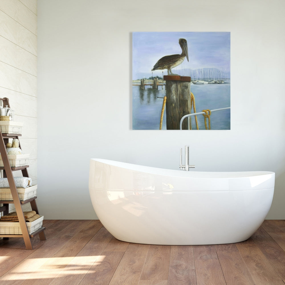 Pelican Blue Canvas for Bathroom | Animal Home Decor Wall Art