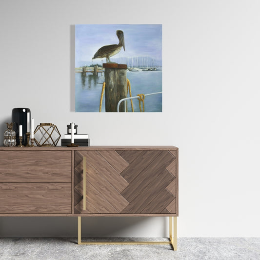 Pelican Blue Canvas for Bathroom | Animal Home Decor Wall Art