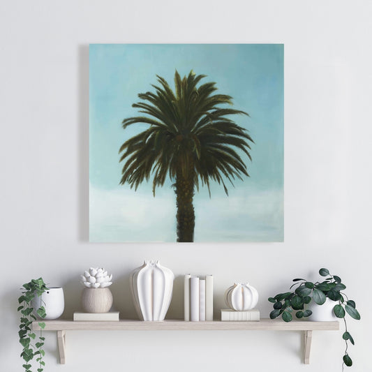 Tropical Palm Bedroom Blue Trees Canvas | Home Decor Art