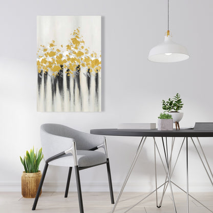 Abstract Gold Flowers Canvas | Modern Bedroom Wall Art Decor