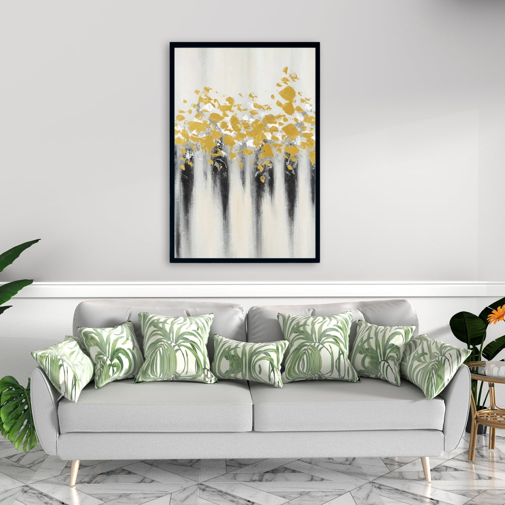 Toile grise industrielle abstraite | Décor à petites taches dorées