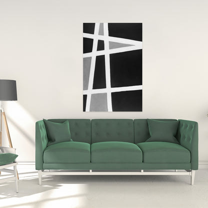 Black and White Abstract Shapes Canvas - Living Room Decor