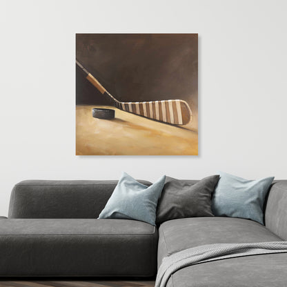 Toile « Bâton et rondelle de hockey » | Décoration sportive pour salon