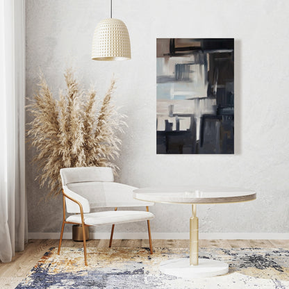 Toile aux formes abstraites subtiles pour chambre à coucher – Décoration d'intérieur moderne