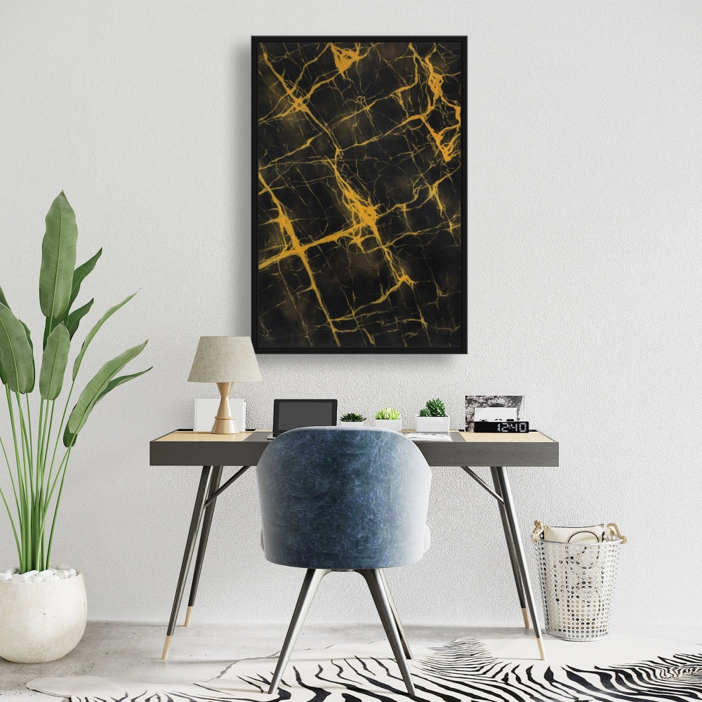 Black and Gold Marble Abstract Canvas | Elegant Home Decor