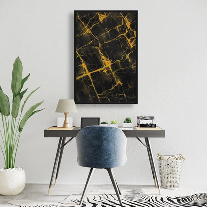 Black and Gold Marble Abstract Canvas | Elegant Home Decor