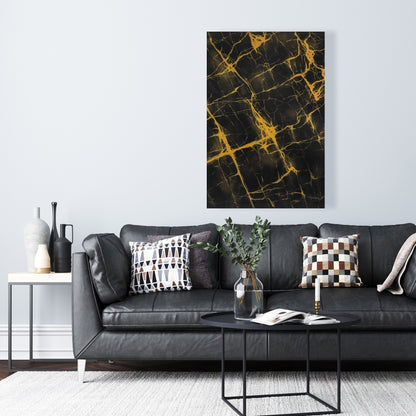 Black and Gold Marble Canvas | Pattern Living Room Decor