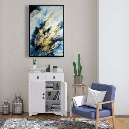 Blue Marble Modern Abstract Framed Canvas - Home Decor Art