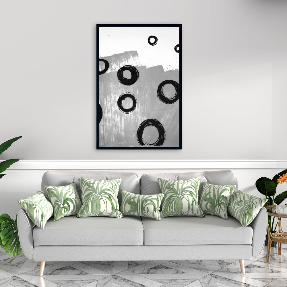 Toile encadrée déconstruite à motifs abstraits blancs - Décoration d'intérieur