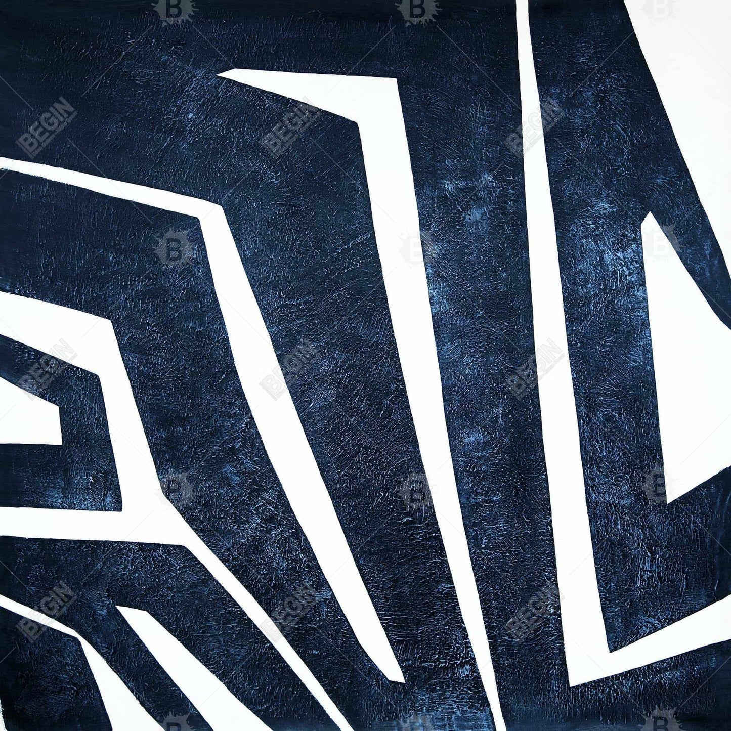 Blue Labyrinth Abstract Shapes Canvas | Industrial Home Decor