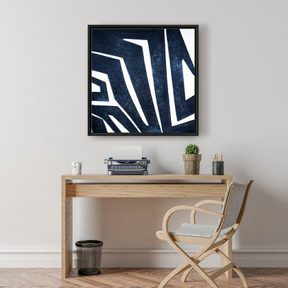 Blue Labyrinth Abstract Shapes Canvas | Industrial Home Decor