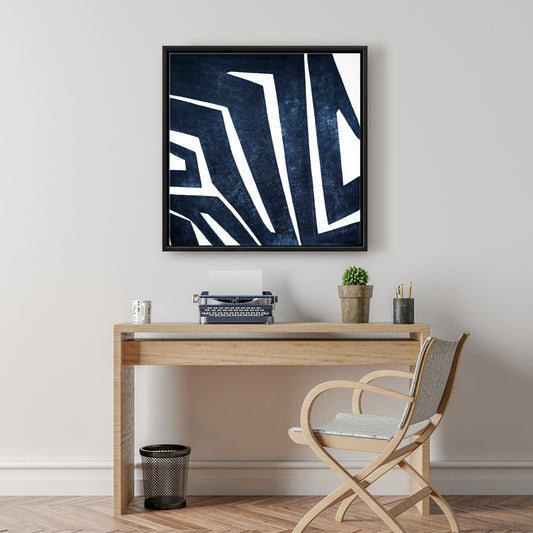 Blue Labyrinth Abstract Shapes Canvas | Industrial Home Decor