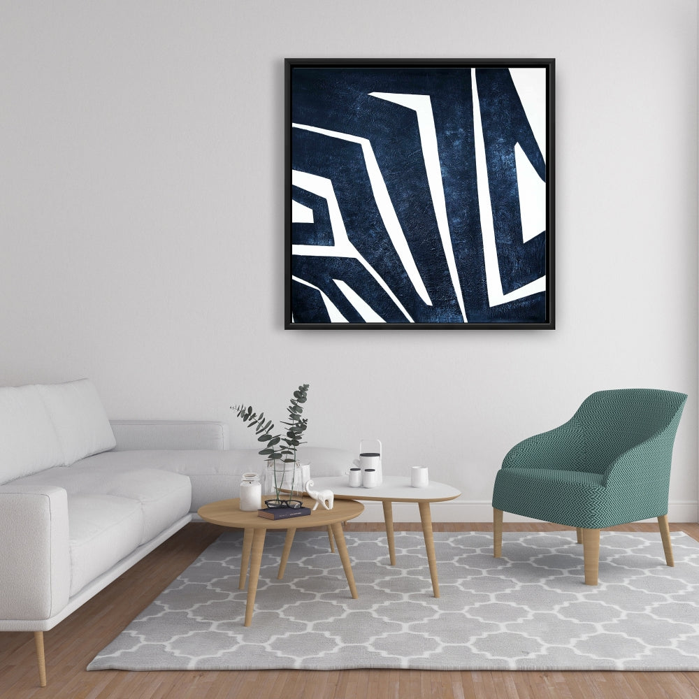 Blue Labyrinth Abstract Shapes Canvas | Industrial Home Decor