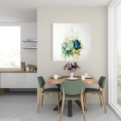 Exotic Bird Cage with Cactus Canvas | Floral Bedroom Decor