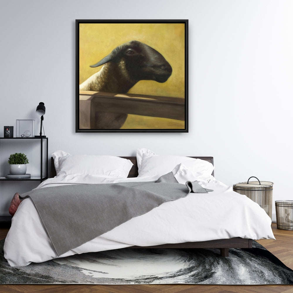 Toile encadrée représentant un jeune bélier – Décoration d'intérieur animalière occidentale