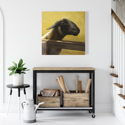 Young Ram Canvas Art | Brown Animal Decor for Living Room
