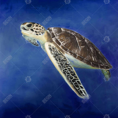 Magnifique toile marine représentant une tortue de mer | Décoration de salle de bain aquatique