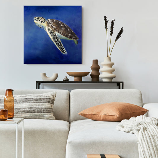 Beautiful Sea Turtle Canvas - Marine Bathroom Decor Art