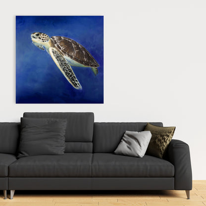 Beautiful Sea Turtle Canvas - Marine Bathroom Decor Art
