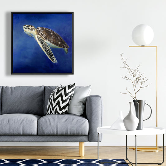 Magnifique toile marine représentant une tortue de mer | Décoration de salle de bain aquatique